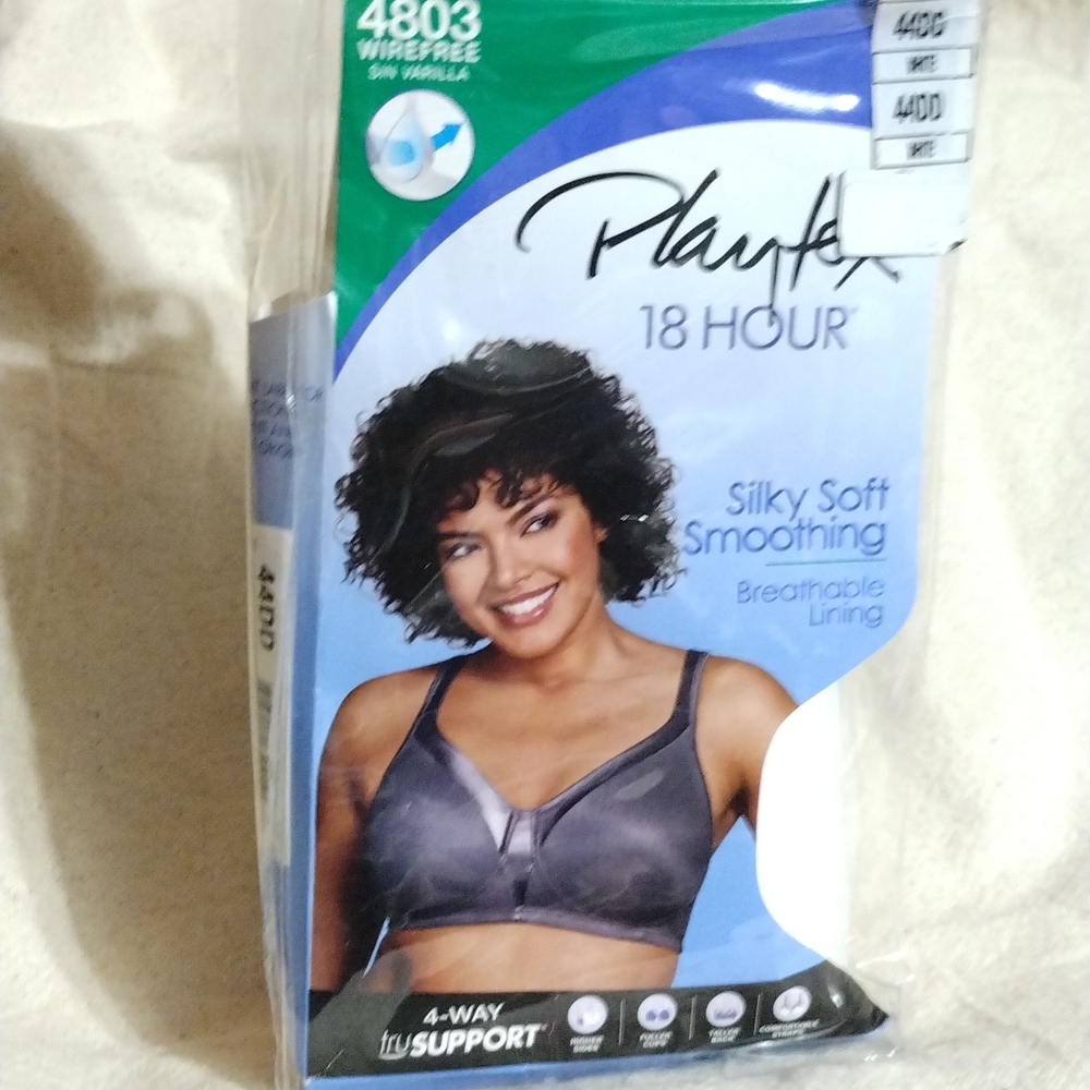 Playtex 18 Hour Bra White 44DD Silky Soft Smoothing Breathable Lining 4803